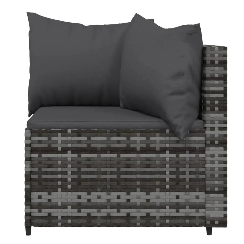 vidaXL - Loungeset - Grijs - Poly rattan - 3 stuks - Met kussens