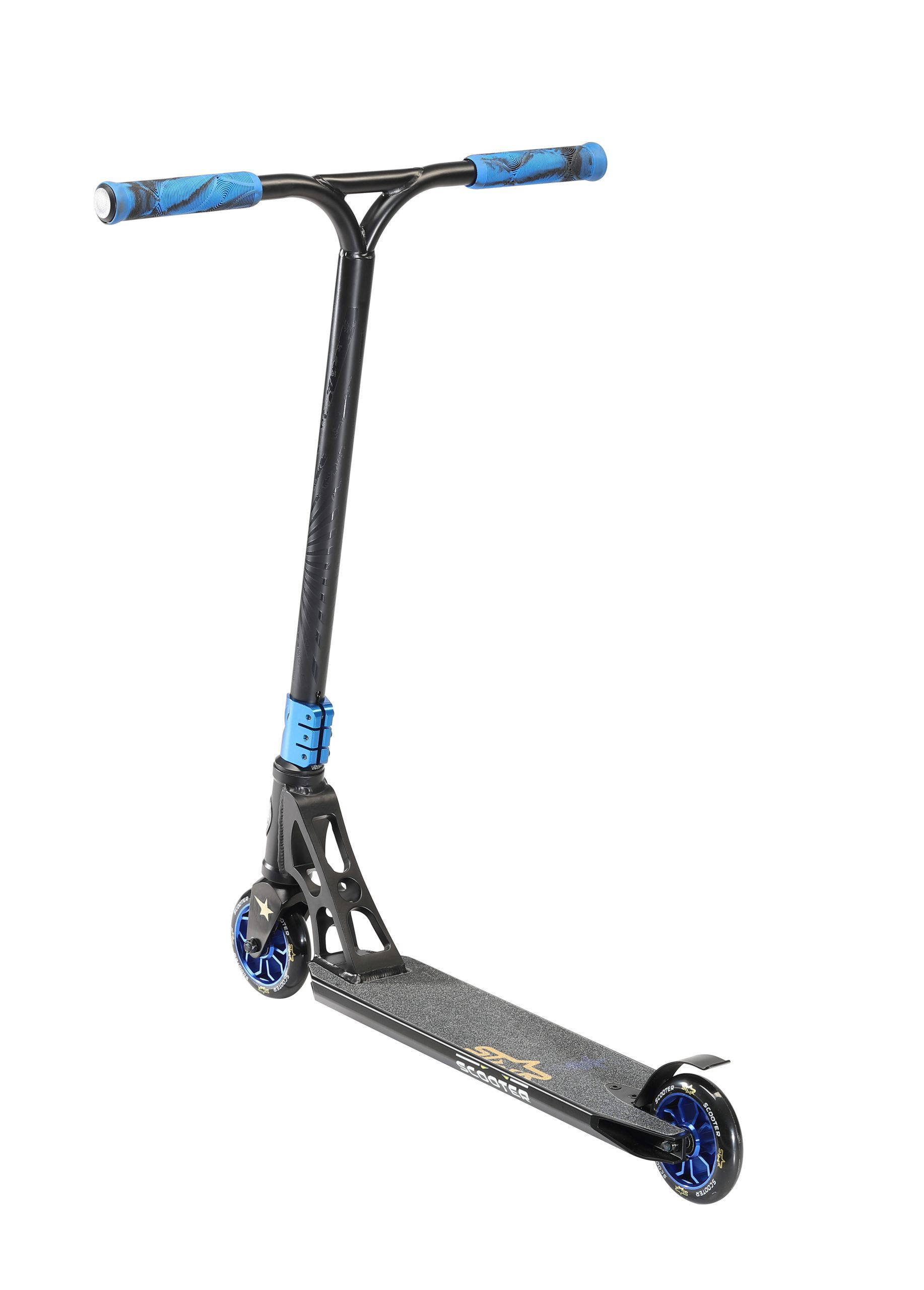 STAR SCOOTER Freestyle Jump alu stuntstep, 110mm Pro Trick Roller, zwart blauw