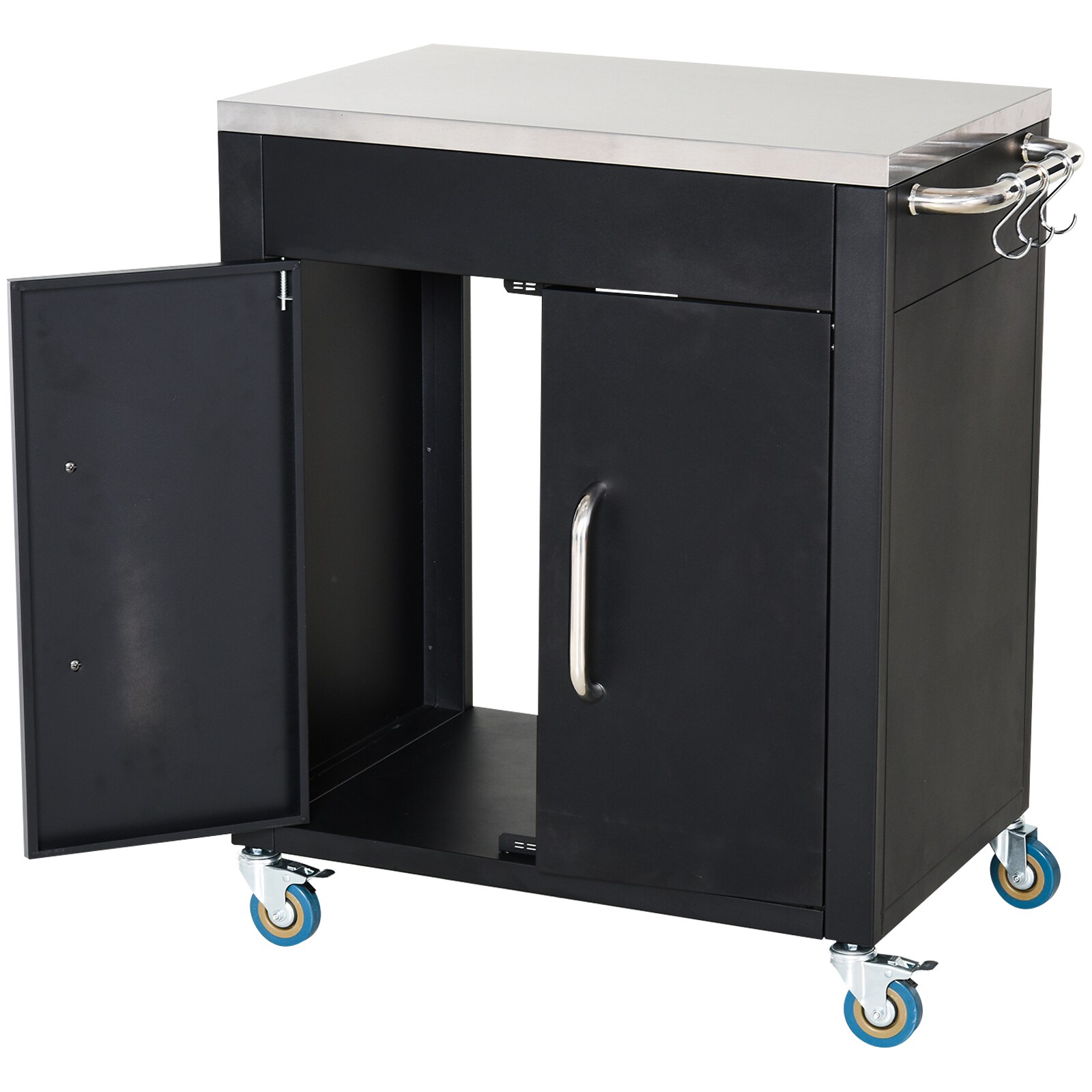 HOMCOM Küchenschrank auf Rollen schwarz 86 x 50 x 84,5 cm (BxTxH)
