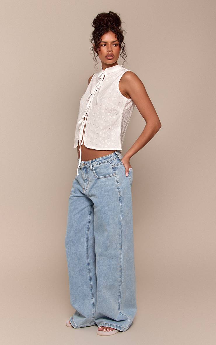 Bleu Clair Jean En Denim Taille Mi-haute