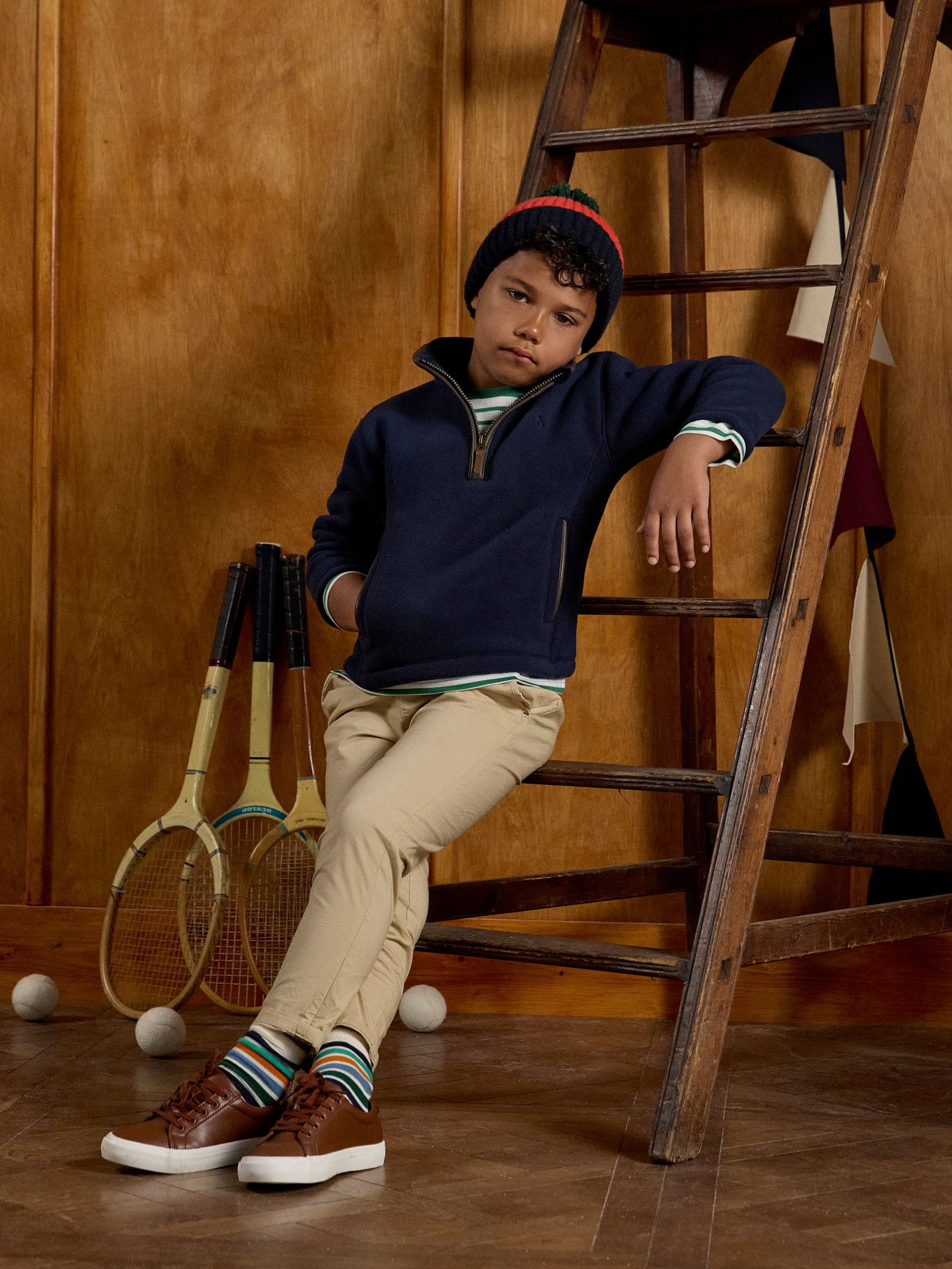 Joules Kids' Heritage fleece met kwartrits