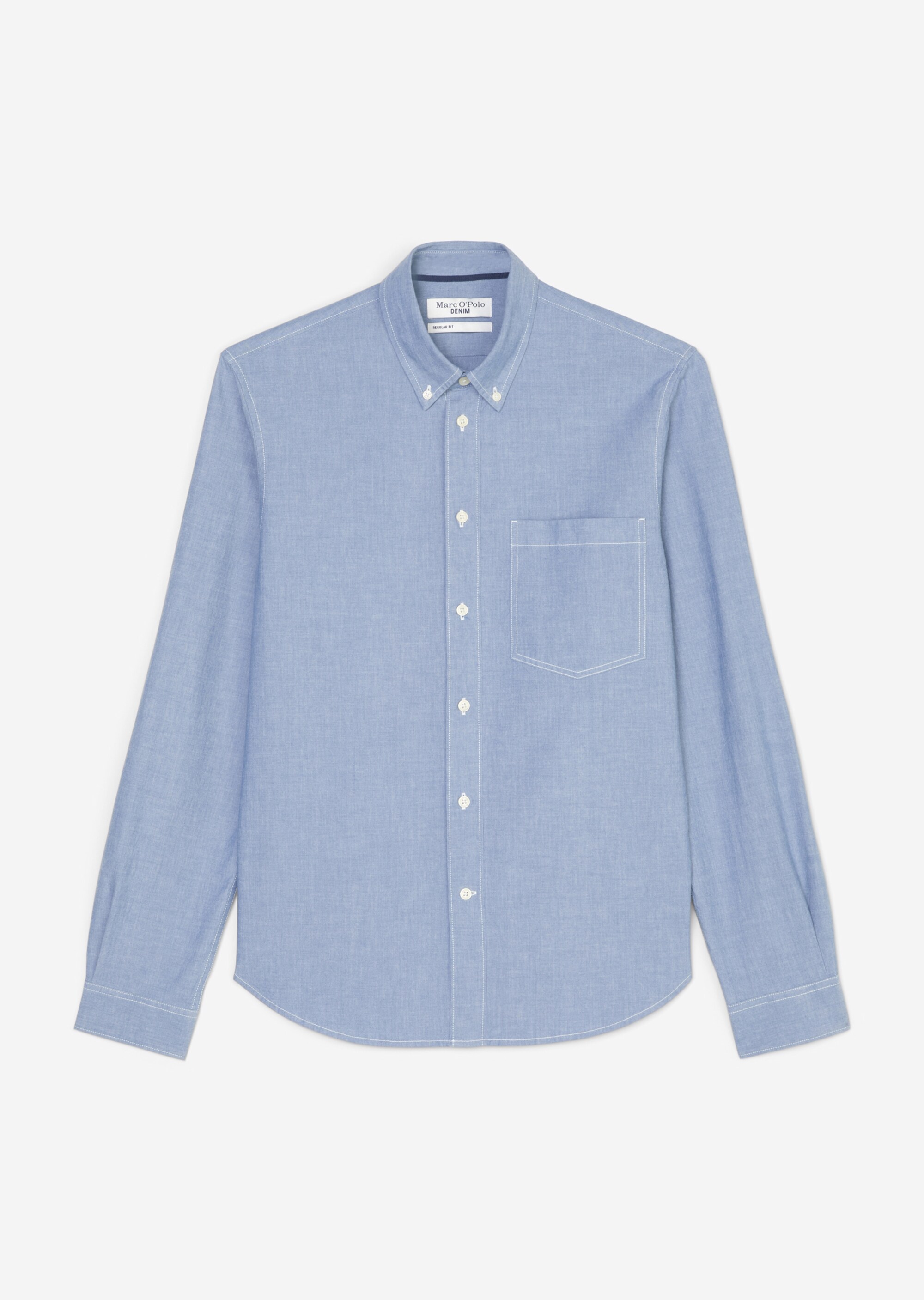 Chambray-Hemd regular mit Button-Down-Kragen