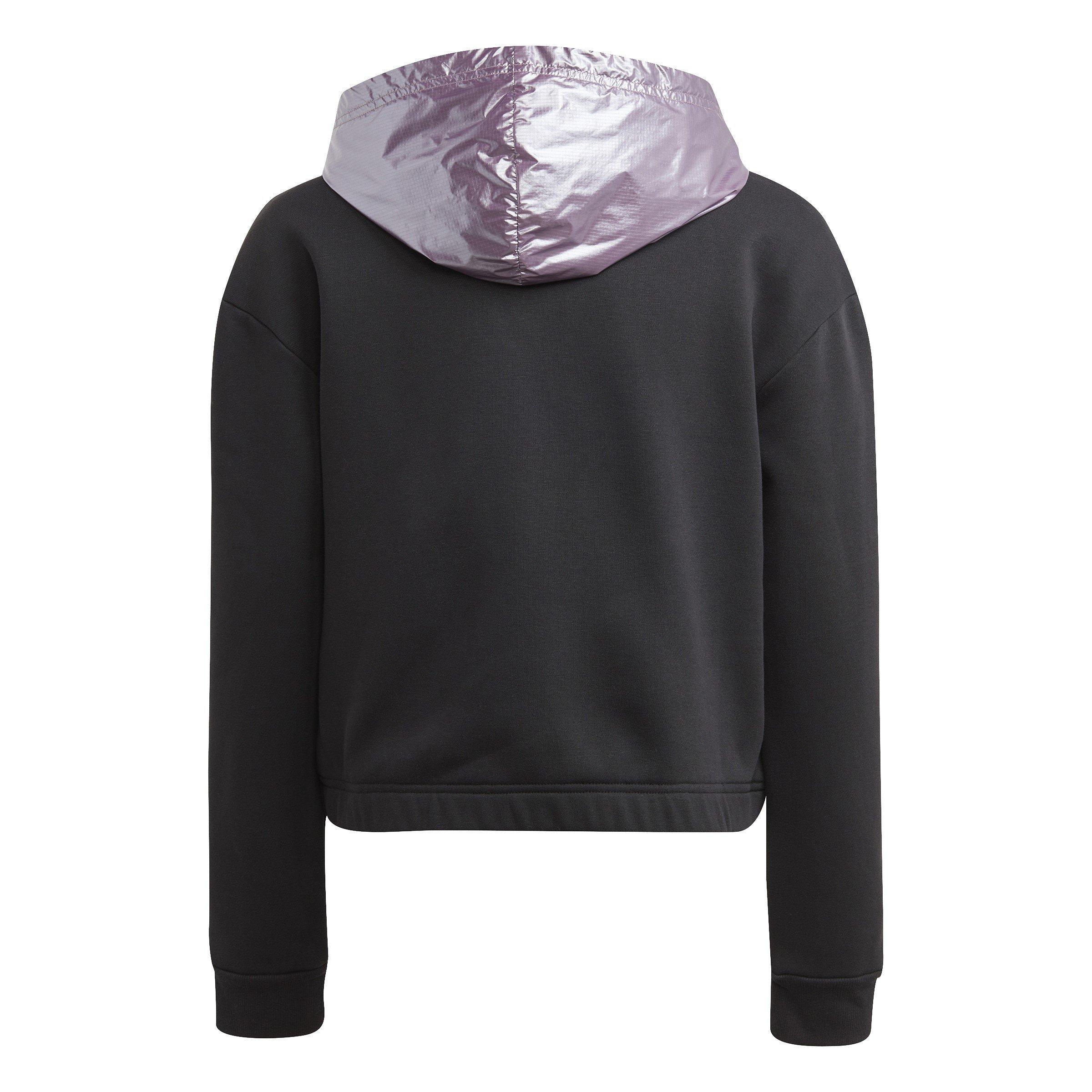adidas Winter Glam Fleece Loose Crop Hoodie Junior Girls