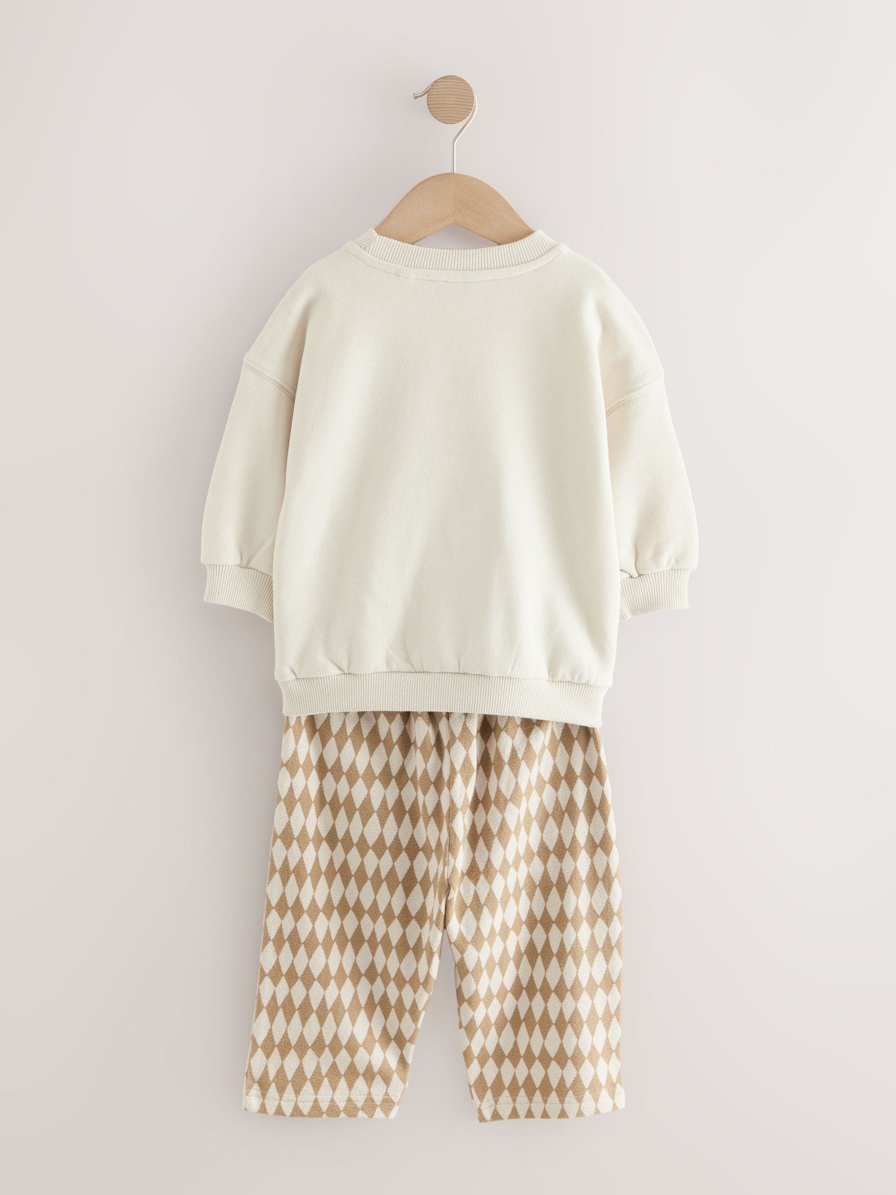 Bruin met bruine/witte beer - Set met sweatshirt en joggingbroek met strepen (3mnd-7jr)