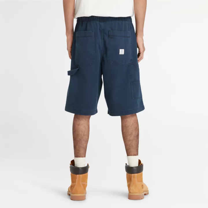 Short charpentier en sergé épais pour homme en bleu marine