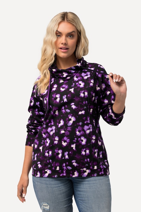 Sweatshirt, Blüten, Stehkragen, Raglan-Langarm