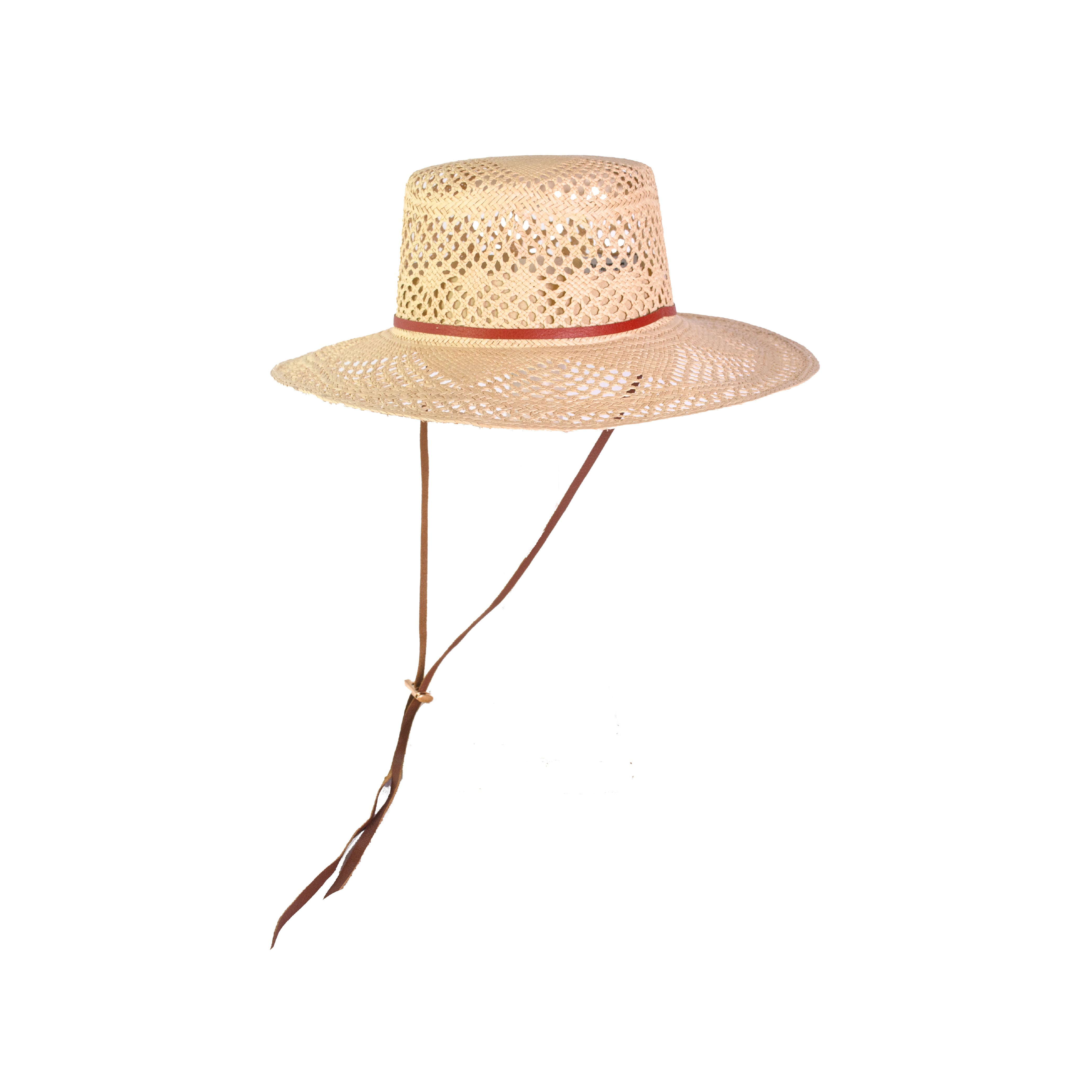 Chapeau en cuir Cordovan à tissage ouvert