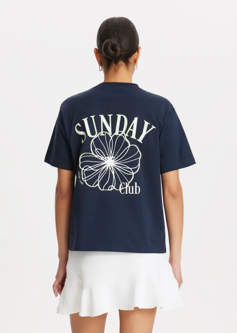T-shirt met print sunday club blauw (BLW.D)