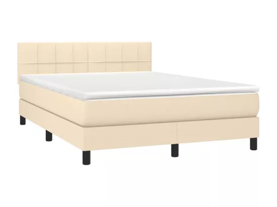 Sommier tapissier avec matelas et LED Crème 140x190 cm Tissu