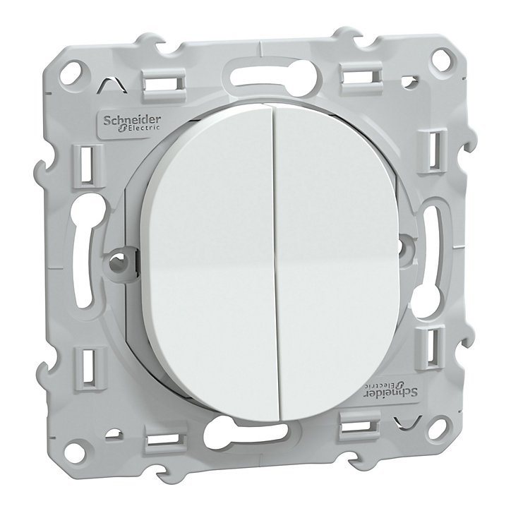 Interrupteur double va-et-vient Schneider Electric Ovalis blanc