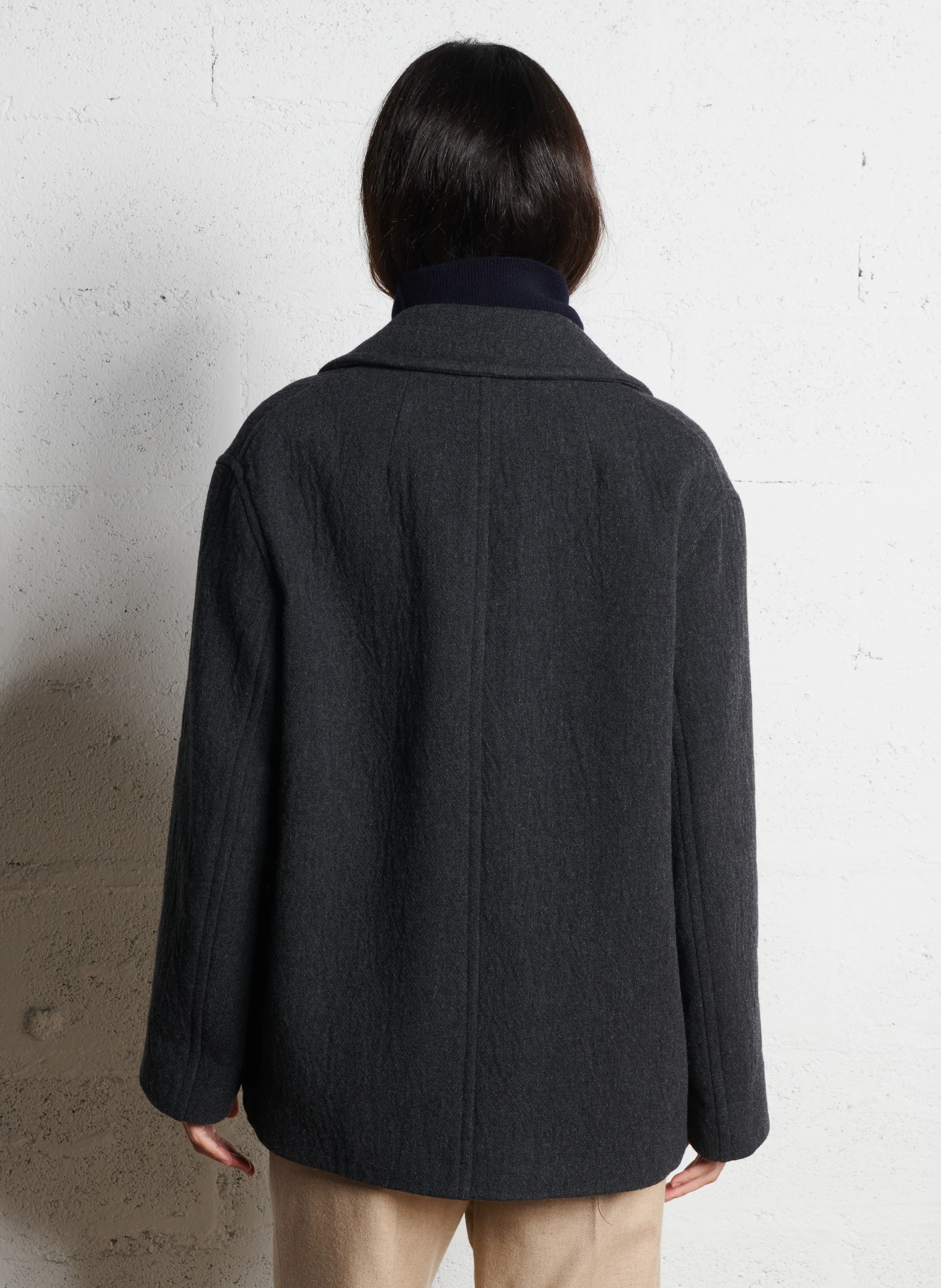 Manteau court en laine mélangée | Gris