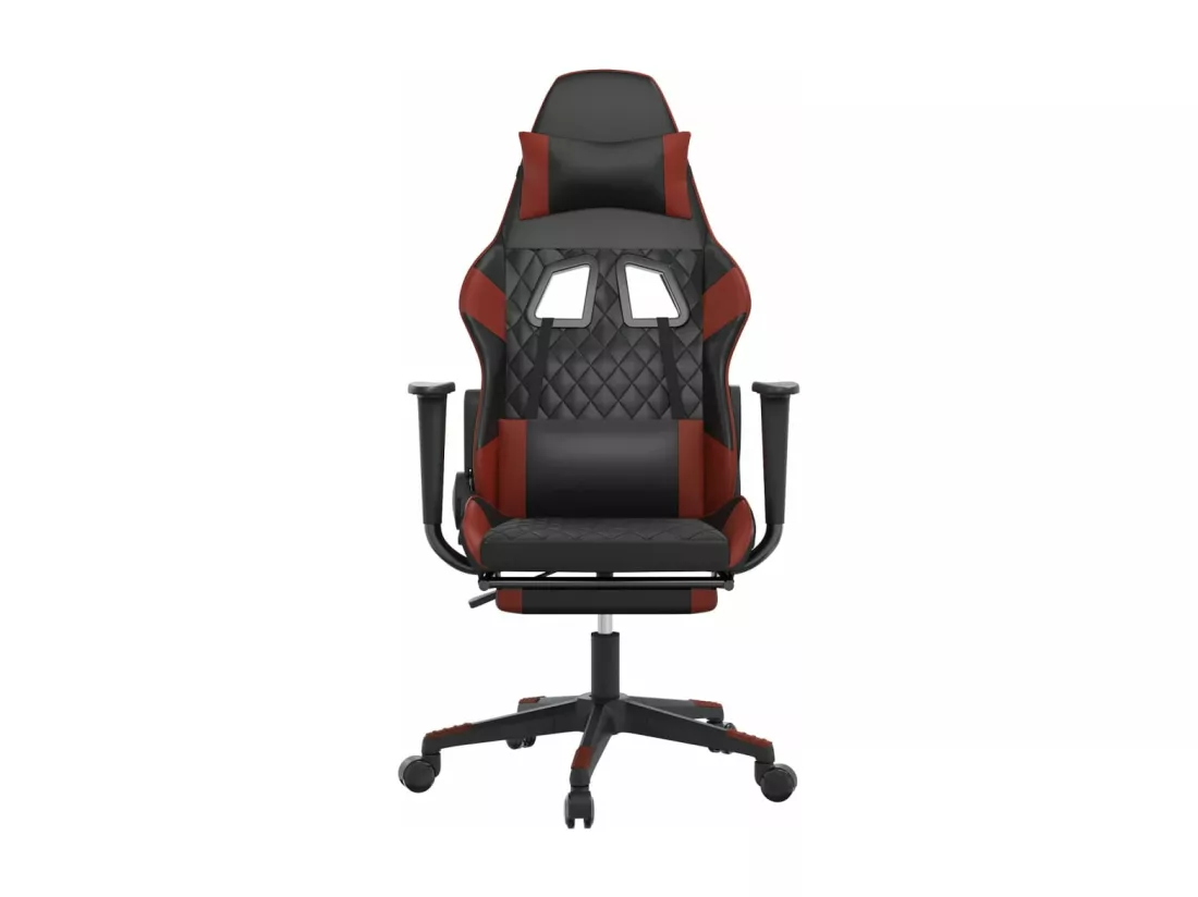 Chaise de jeu de massage repose-pied Noir&Bordeaux Similicuir
