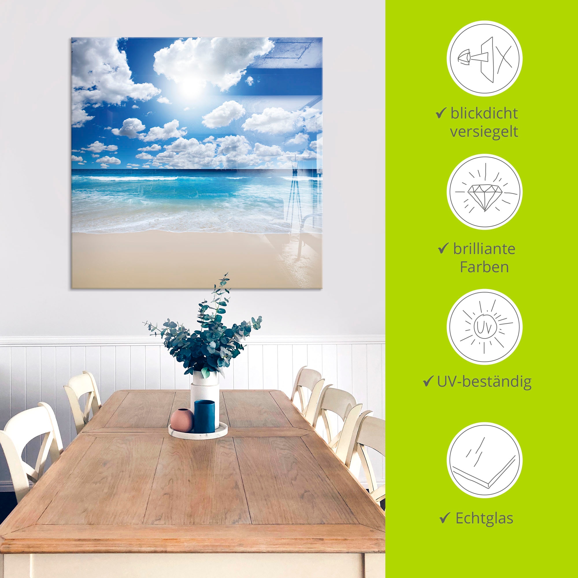 Artland Glasbild »Grossartige Strandlandschaft« Strand 1 Stk. tlg. in verschiedenen Grössen