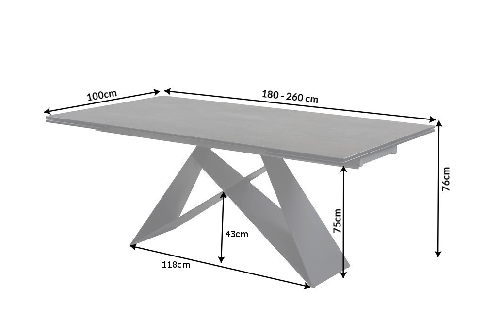 Ausziehbarer Esstisch PROMETHEUS 180-220-260cm Lava Keramik made in Italy