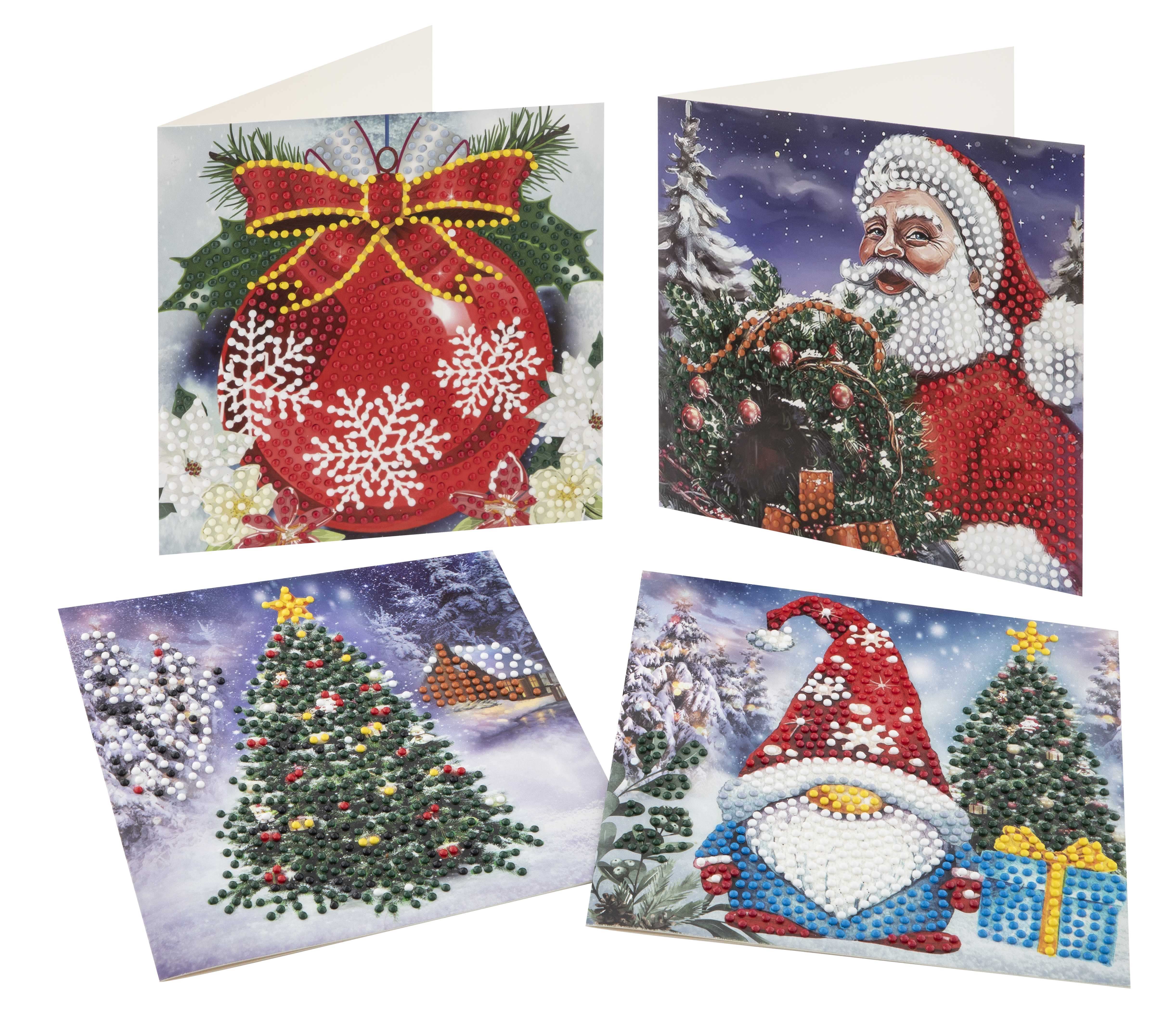 Diamond Painting Weihnachten Karten-Set mit Umschlägen 4er