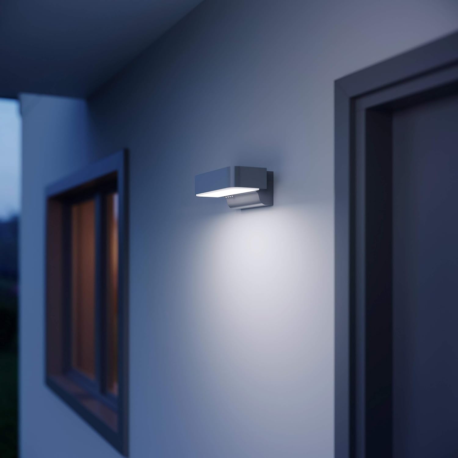 Steinel Außenleuchte L 800 SC Silber, 7.5 W, smartes LED Downlight, Bewegungsmelder, vernetzbar, per App bedienbar