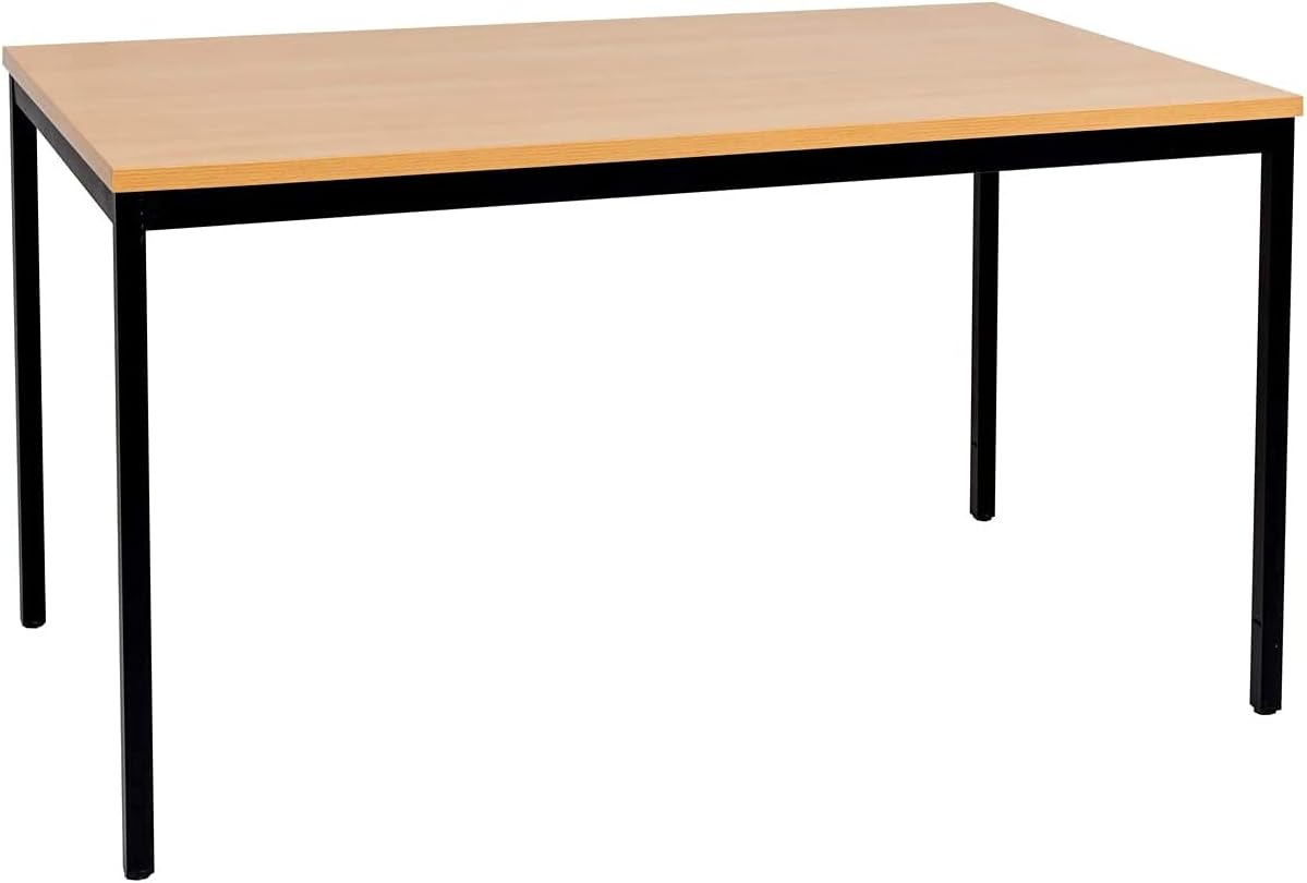 furni24 Schreibtisch-Stahl 120x80x75cm, Buche, TÜV/GS-Einfache Montage, Arbeitstisch, Bürotisch, Küchentisch, Esstisch, Druckertisch Büro-Möbel Arbeitszimmer Computertisch Gaming-Tisch Mehrzwecktisch