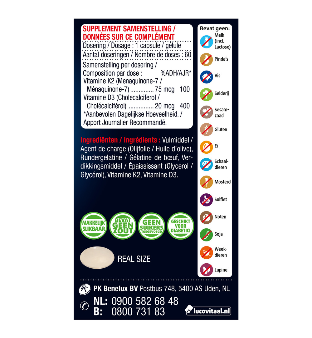 Lucovitaal Vitamine K2 + D3 (60 capsules)