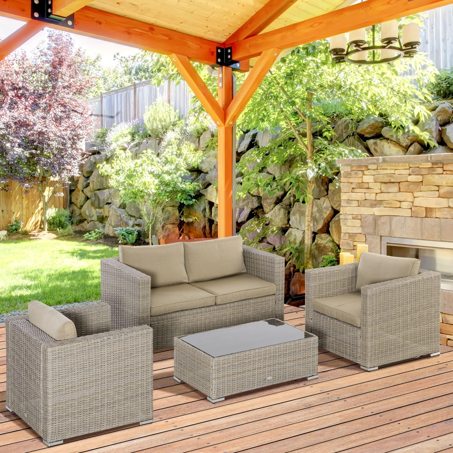 Outsunny Gartenmöbel Set mit Couchtisch bunt