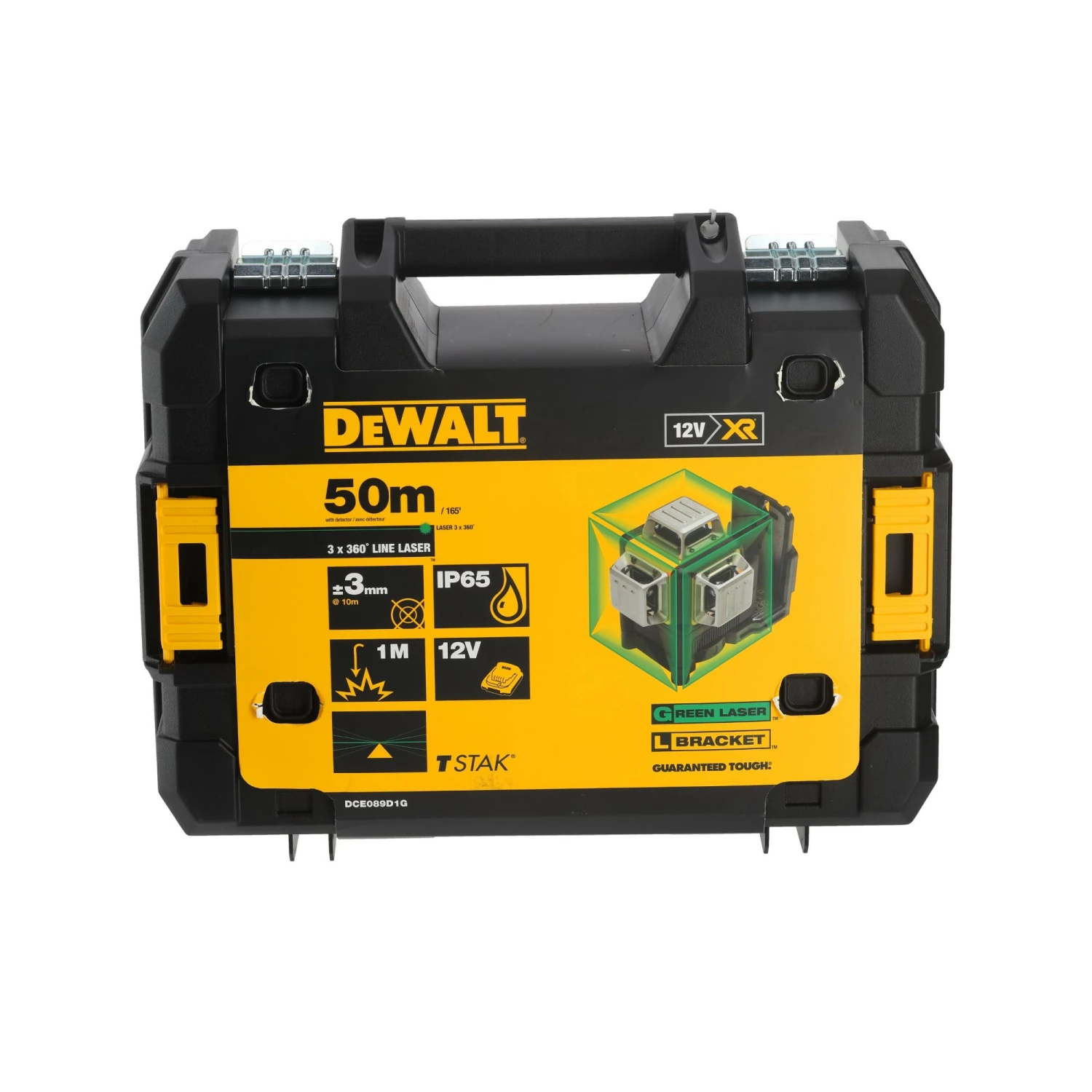 DeWALT DCE089D1GTRI 10.8V Li-Ion accu Kruislijnlaser in koffer (1x 2,0Ah accu)   statief - 30m
