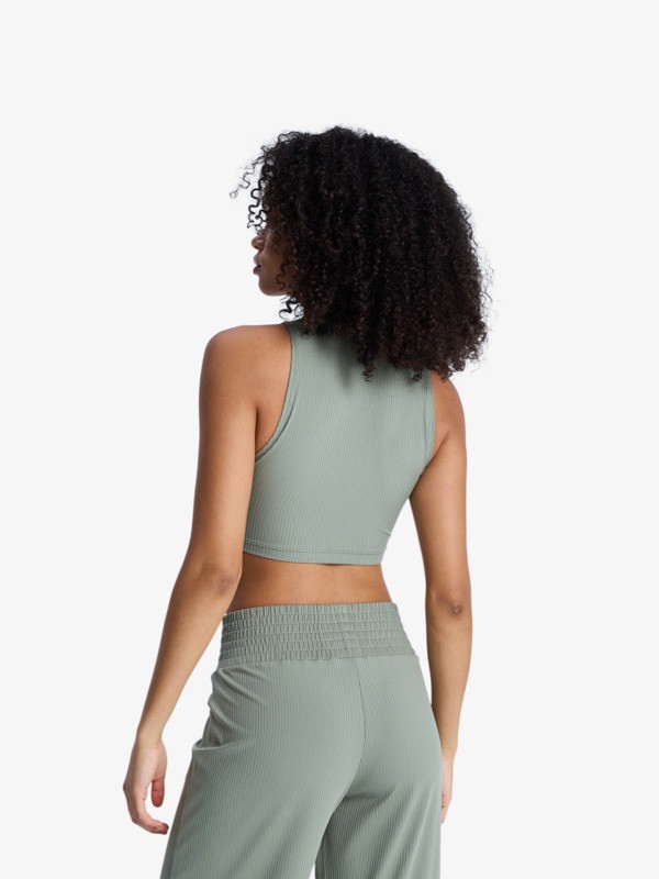 Rise & Vibe Débardeur de sport court Vert Femme