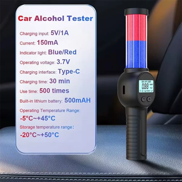 MR701 Alkoholtester Digital alkometer Høypresisjonsdetektor med lyd og lys
