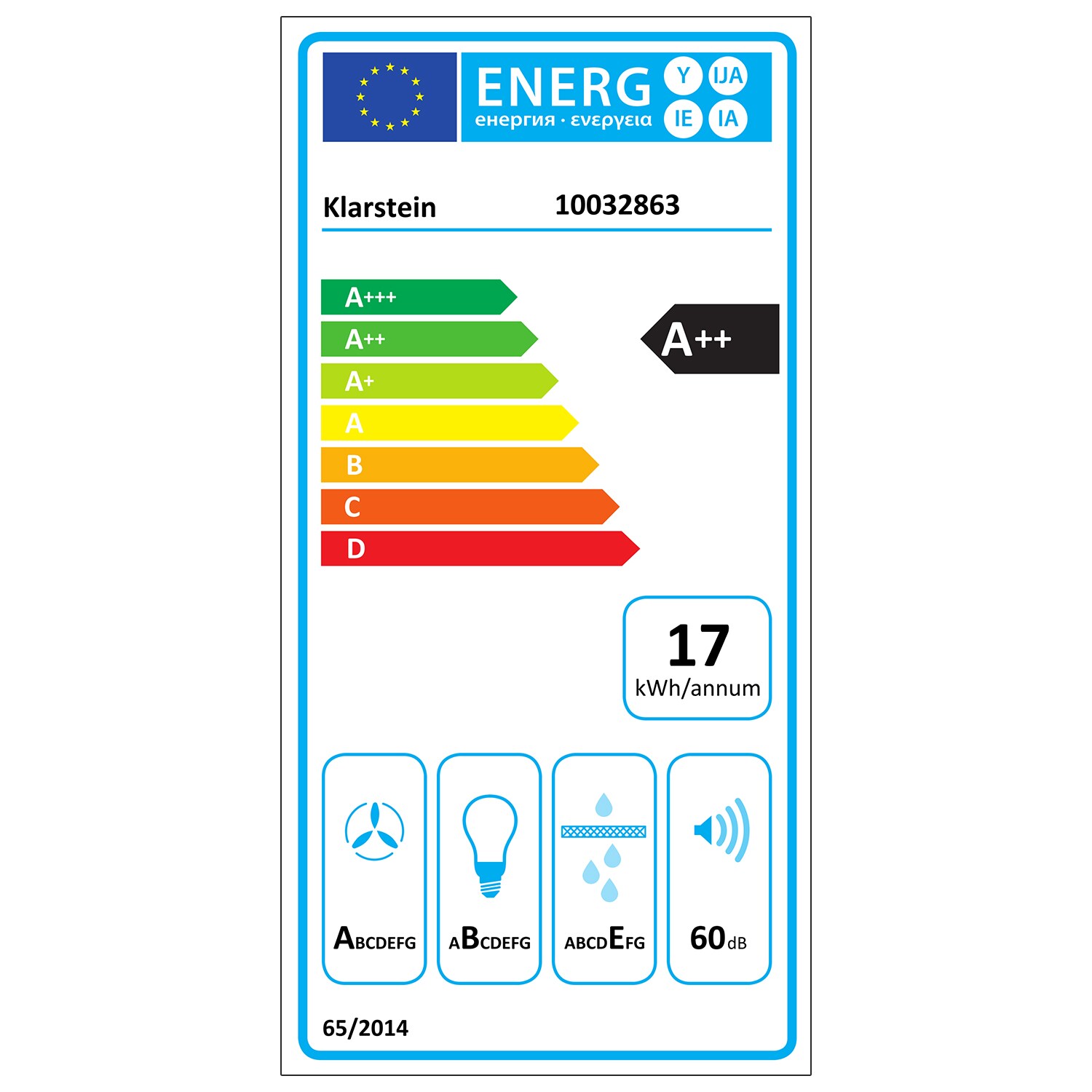 Royal Flush Eco Dunstabzugshaube 60 cm 576 m³/h A+ Schwarz