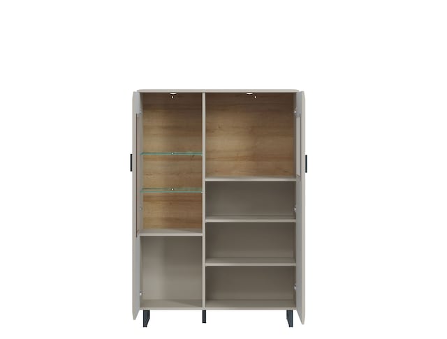 Vitrine Halbhoch Romy Kieselgrau/Braun