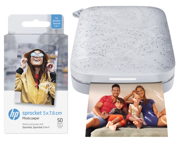 HP - Sprocket Luna Pocket Photo Printer + Luna Zink Paper 50 pcs 2x3