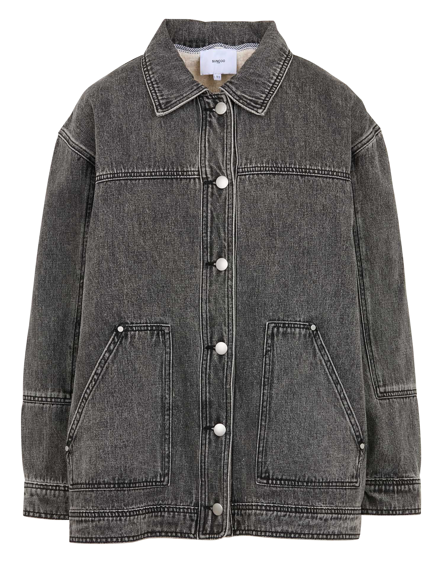 DASY - Veste denim col classique en coton | Noir
