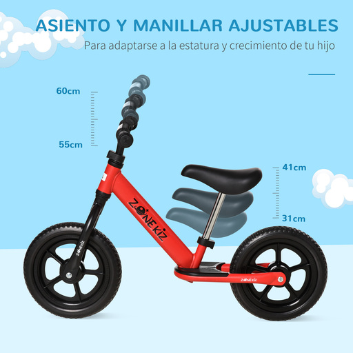 Bicicleta de equilíbrio ajustável Homcom +3 anos