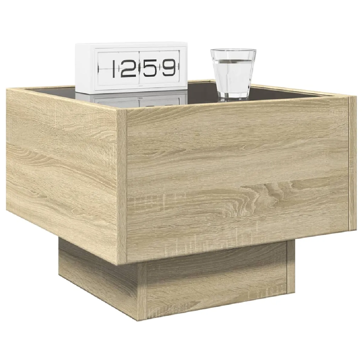 vidaXL Table de chevet LED Infini - Chêne sonoma