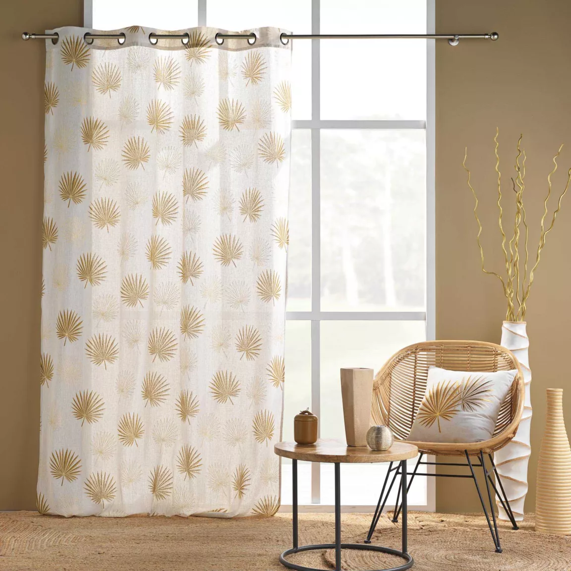 Rideau polycoton (140 x 240 cm) Lotus Jaune ocre