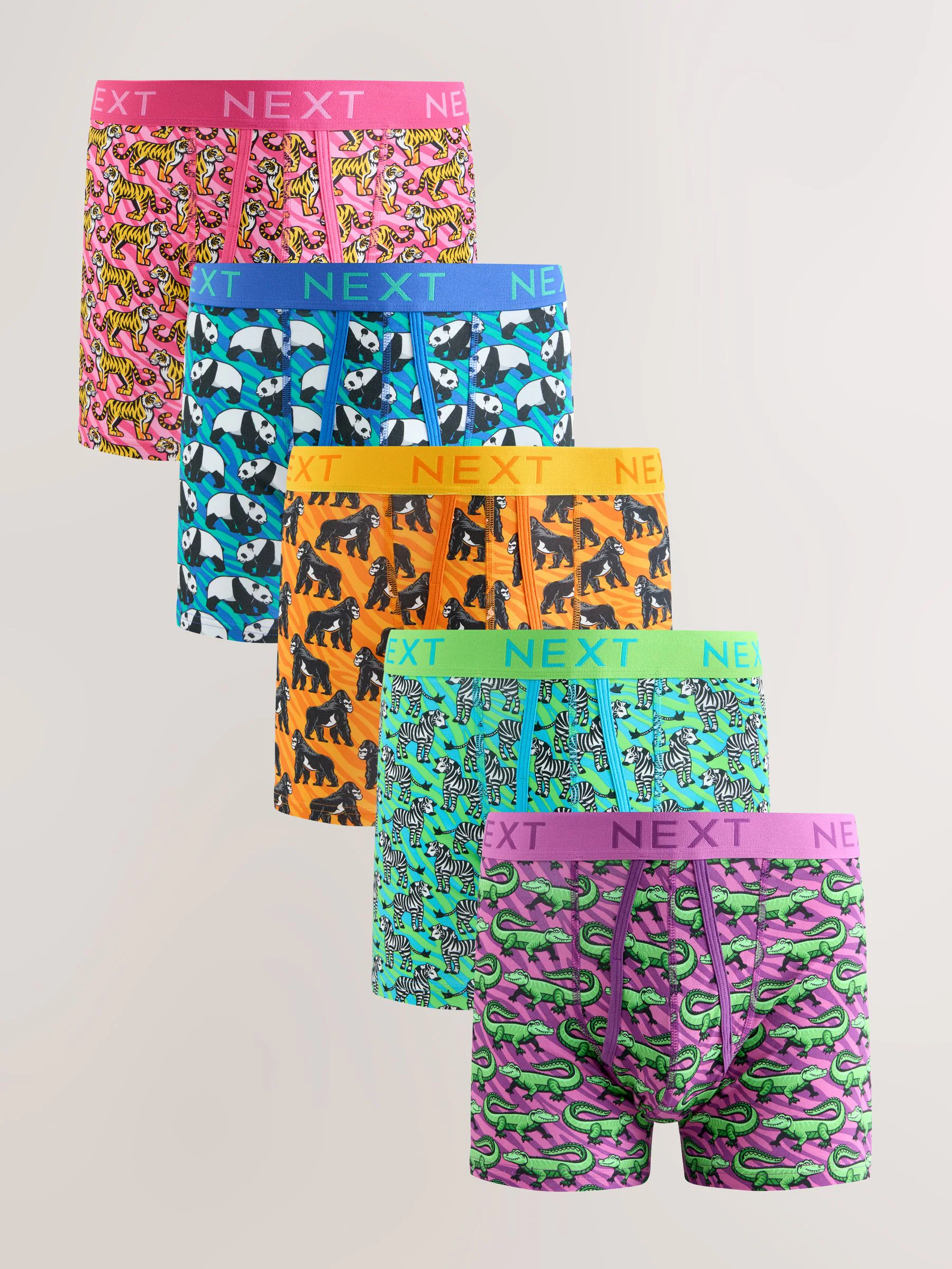 Felroze/Blauw Dierenprint - Boxershorts met A-voorkant
