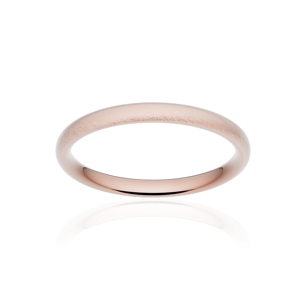 Alliance or 750 rose givré ruban confort 2,5mm