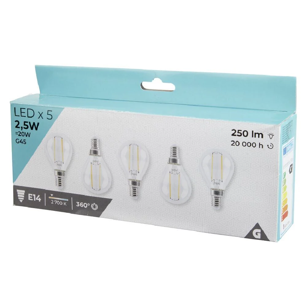 Ampoule LED lumière chaude 2,5 W douille E14 x5