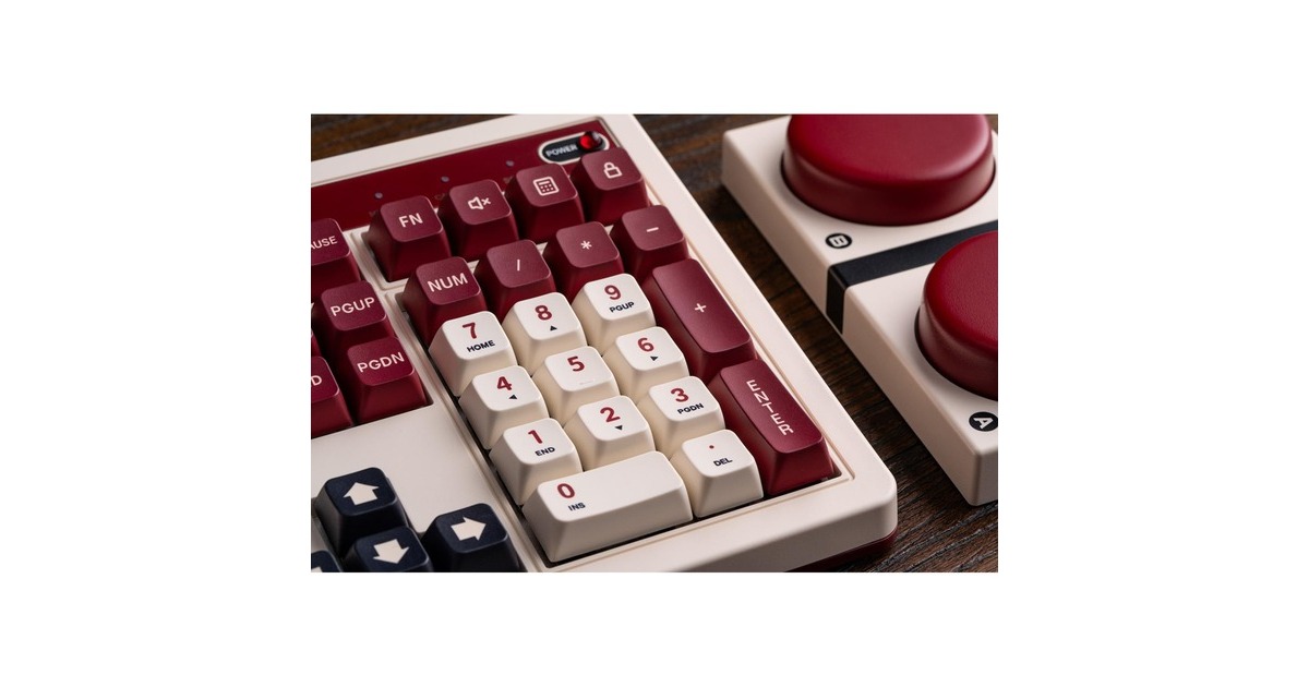 8BitDoRetro Mechanical Keyboard Fami Edition, gaming toetsenbord  (Beige/rood, US lay-out, Kailh Box White, Bluetooth Low Energy, Wireless 2.4G, USB)