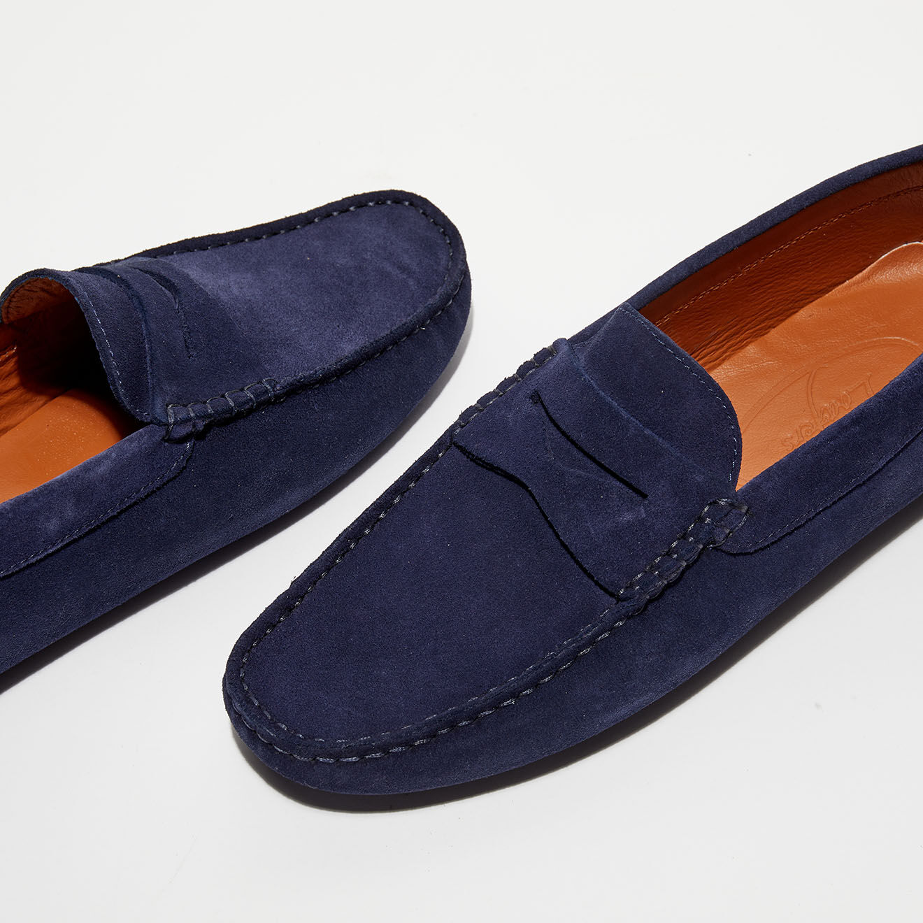 Loafers Mocassins en Velours de Cuir Martin bleu marine