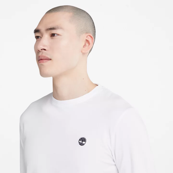 T-shirt à col rond et manches longues Dunstan River pour homme en blanc
