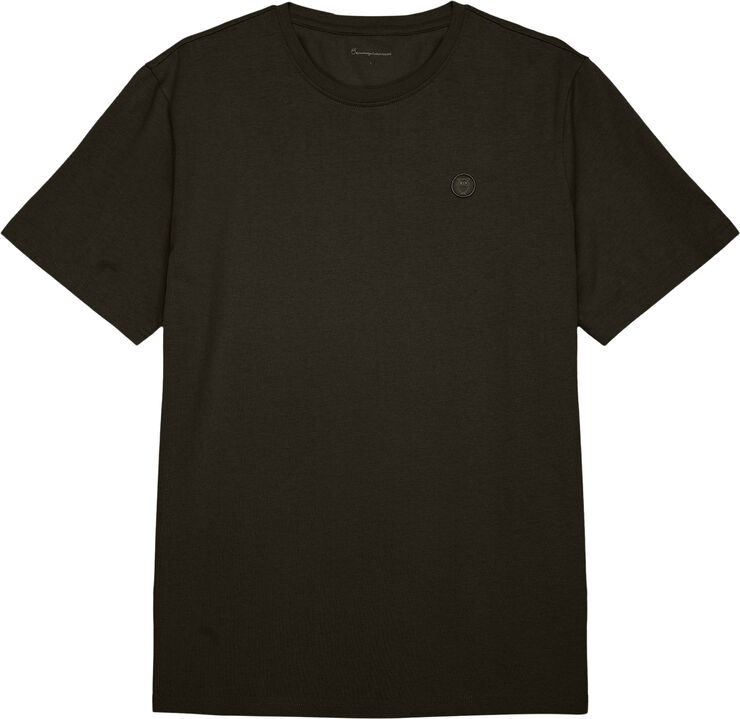 Knowledge Cotton Apparel LOKE badge tee - Regenerative Organic Certified - GOTS/Vegan Green melange