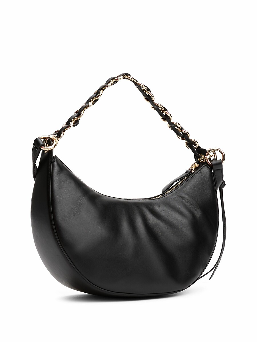 TOMMY HILFIGER<br>Bolsa de ombro em couro, em formato de foice