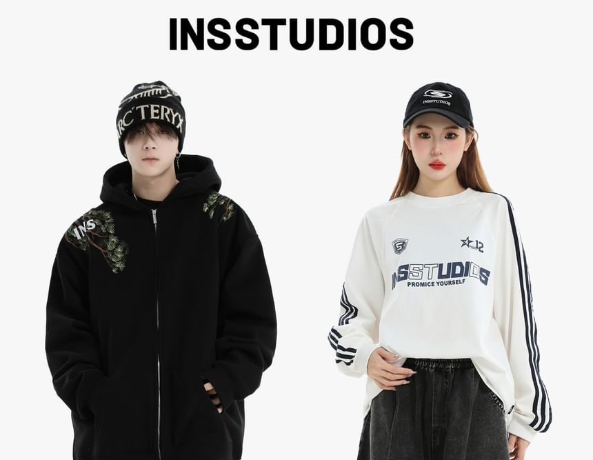 INStudio - High Waist Washed Wide Leg Jeans
