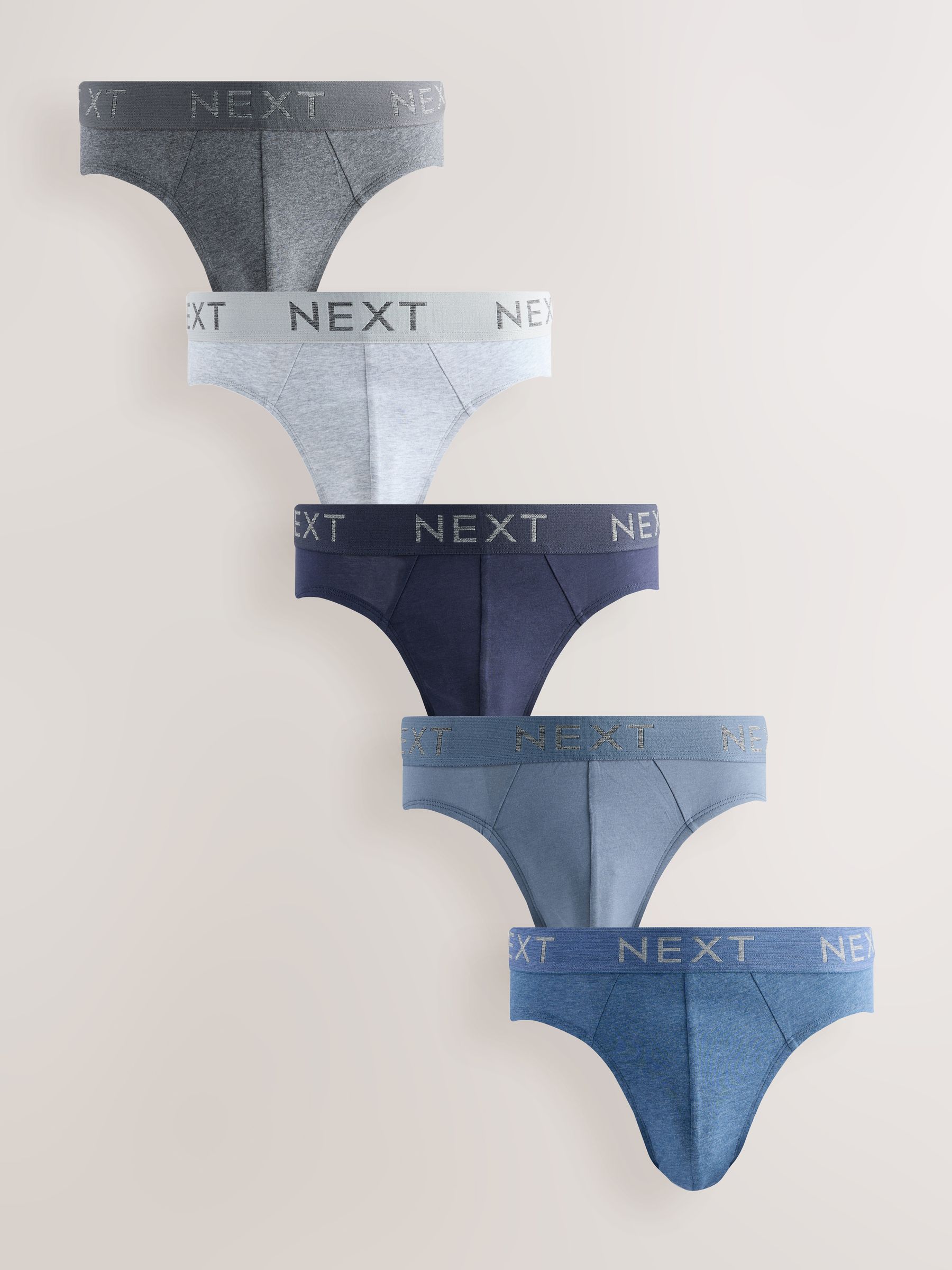 Blauw/grijs - Verpakking van 5 - Katoenrijke slips