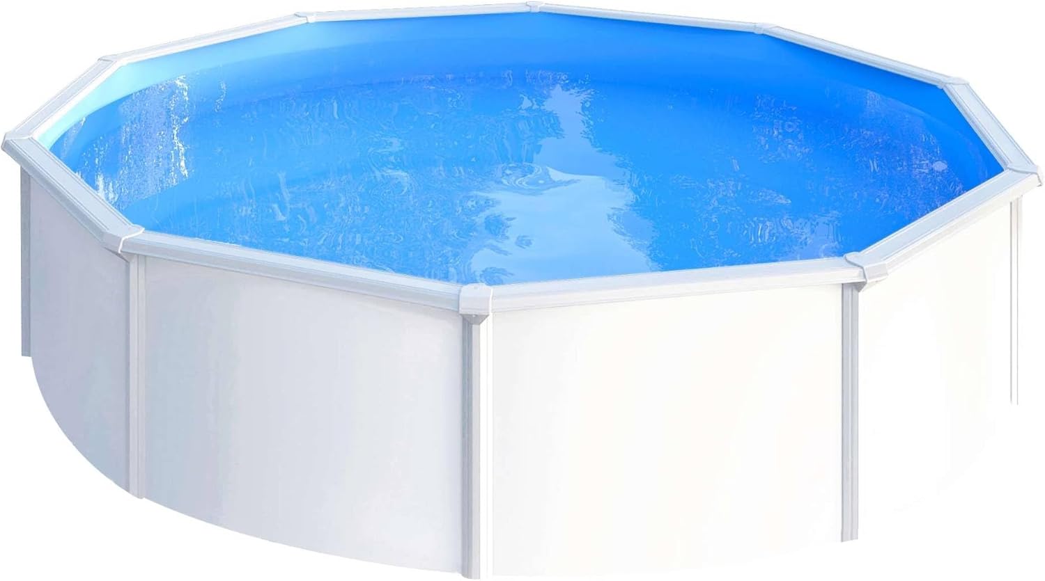 Planet Pool Stahlwandpool rund 460x120 cm, Stahl 0,4 mm weiß, Folie 0,3 mm blau, Overlap