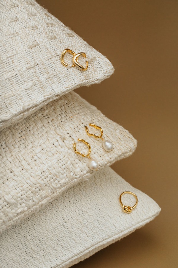 Orelia Jewellery Oval Wave Pearl Drop Hoop Earrings