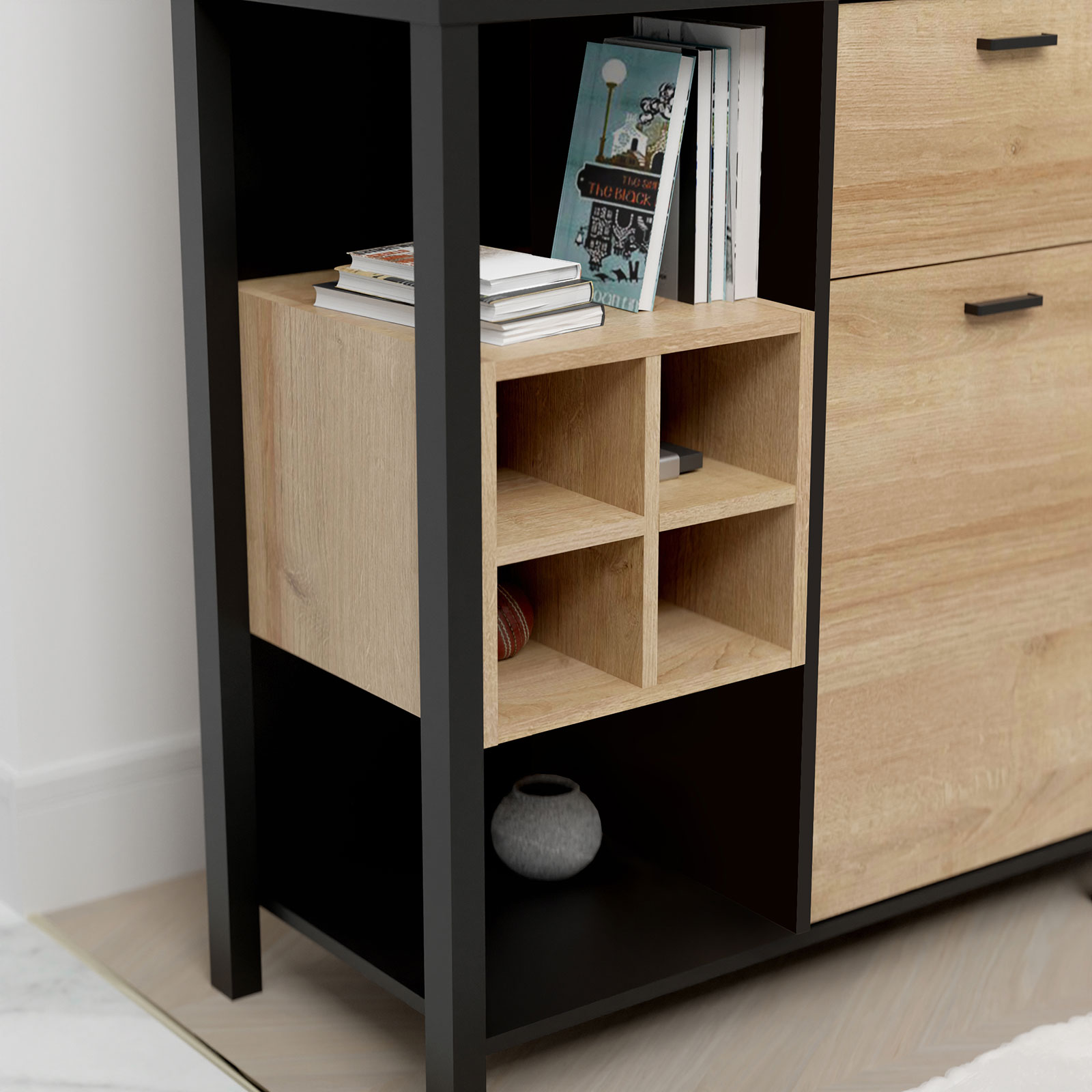 Garderoben-Set - Riviera Eiche - schwarz - 144,5 cm breit