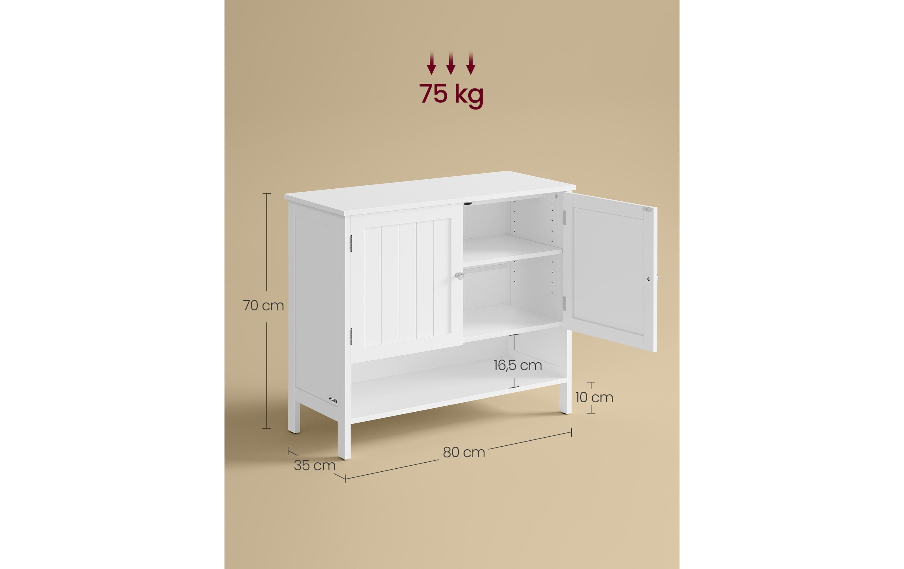 Schuhschrank Landhausstil 80 x 70 cm, Weiss<br>Schuh-Organizer