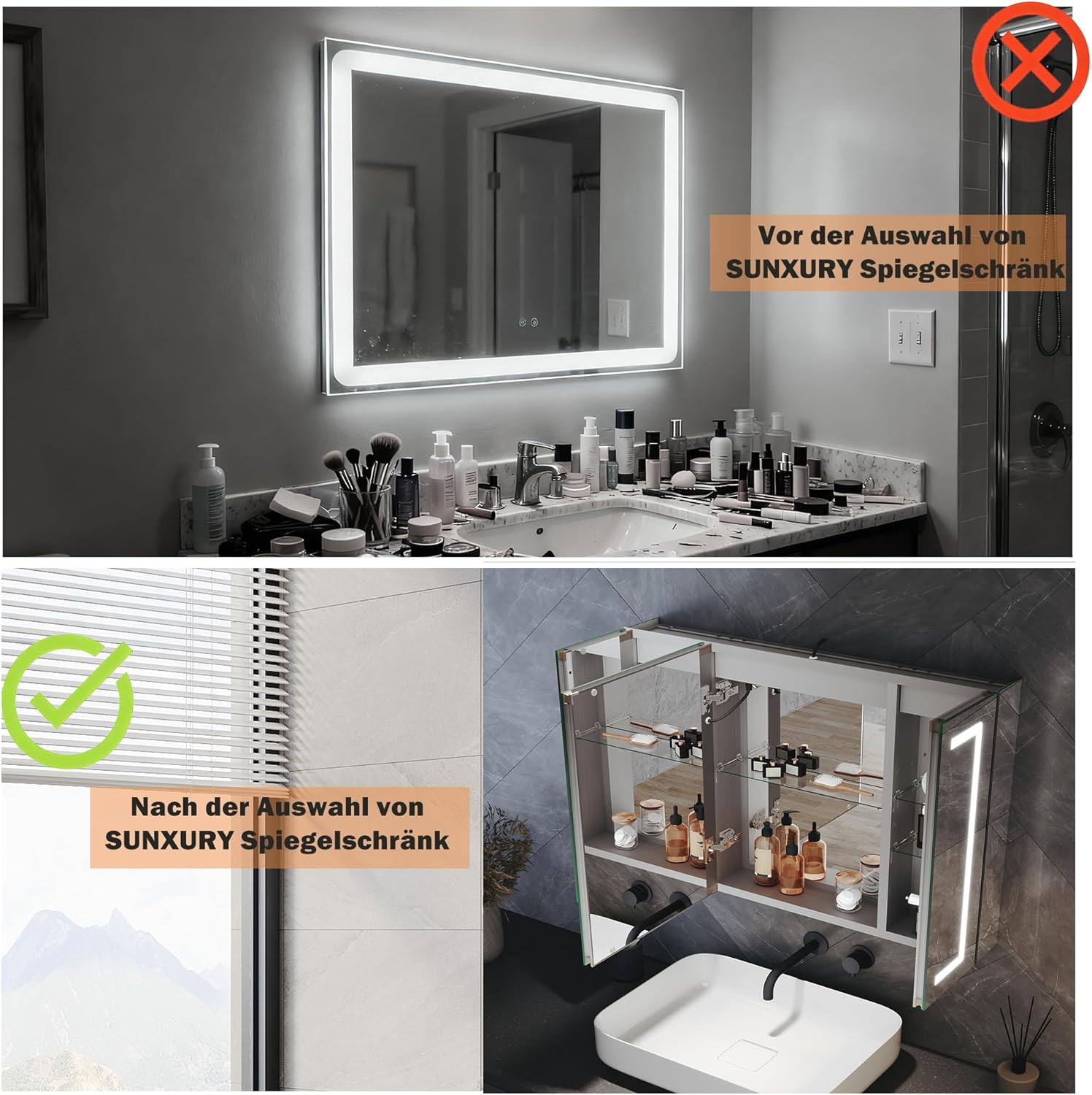 Spiegelschrank Bad mit Beleuchtung 80x60x12,5cm LED Spiegelschrank mit Dimmbar, Verstellbare Glasablage, mit Bluetooth, Touchschalter und Steckdose, Beschlagfrei, Aluminium Badschrank, Siber