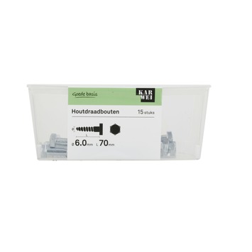 KARWEI houtdraadbout M6x70 mm 15 stuks