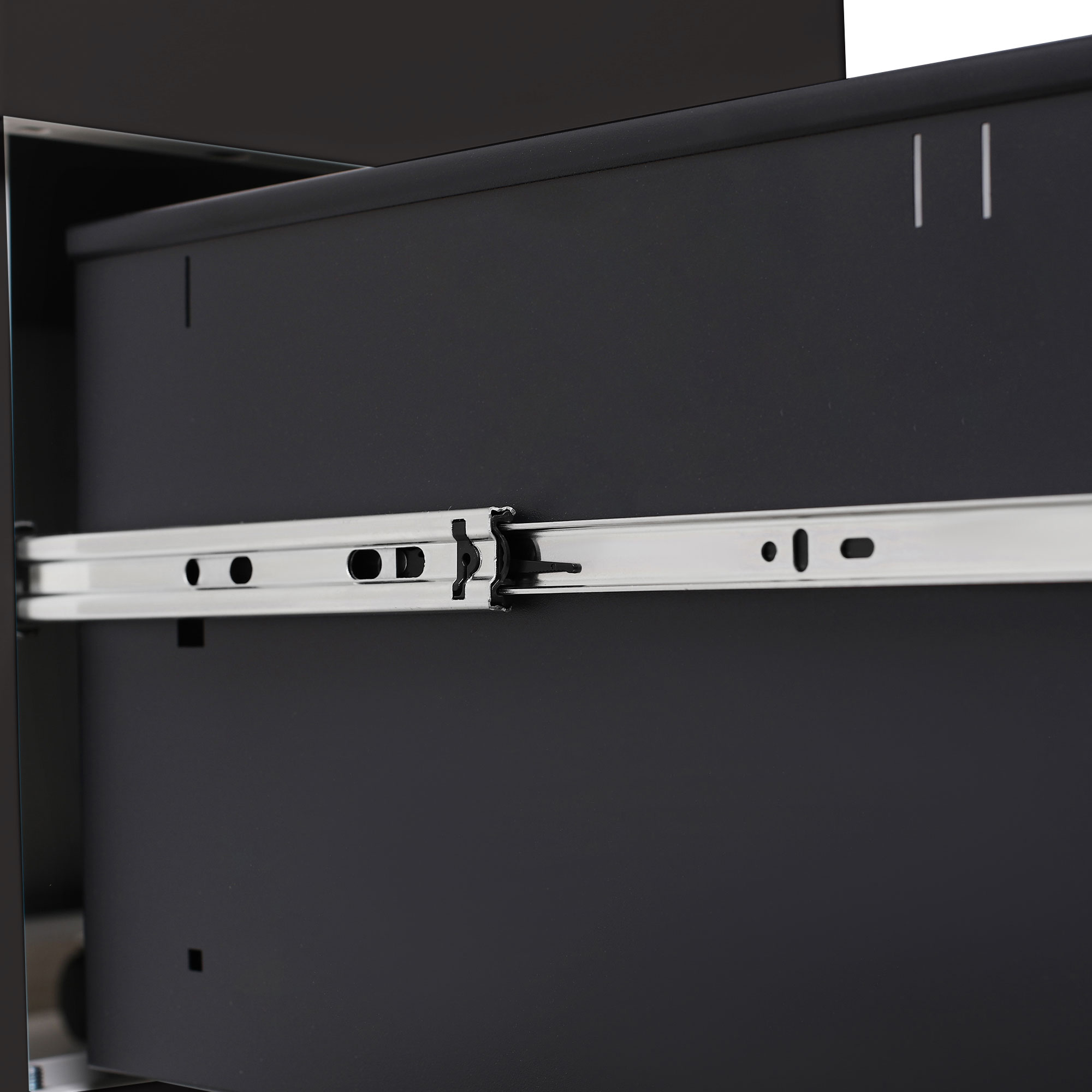 Makika Rollcontainer abschließbar mit Schubladen und Rollen 39x50x60cm in Schwarz